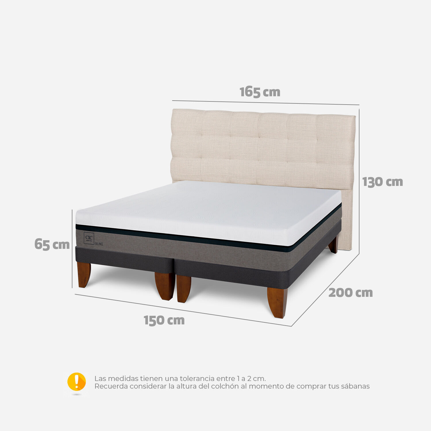 Cama Europea 2 Plazas Balance Base Dividida + Respaldo Ebro