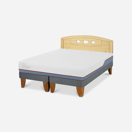 Cama Europea 2 Plazas Excellence Plus Base Dividida + Respaldo Gales Mostaza
