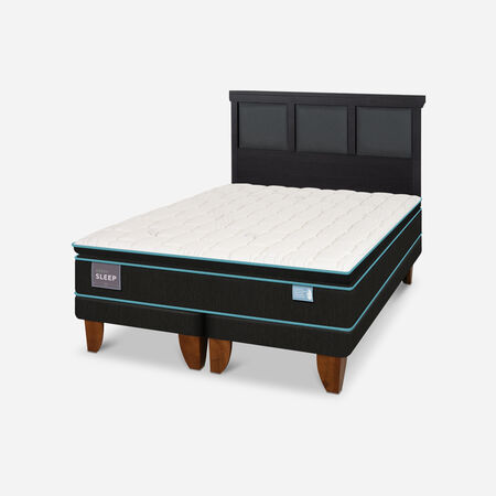 Cama Europea King Green Sleep + Respaldo Torino Negro