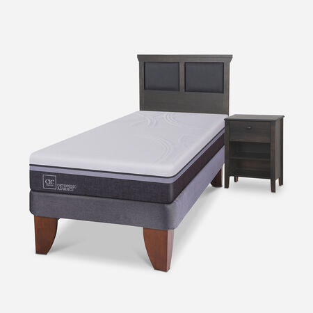 Cama Europea 1,5 Plazas Ortopedic Advance + Set Torino Gris