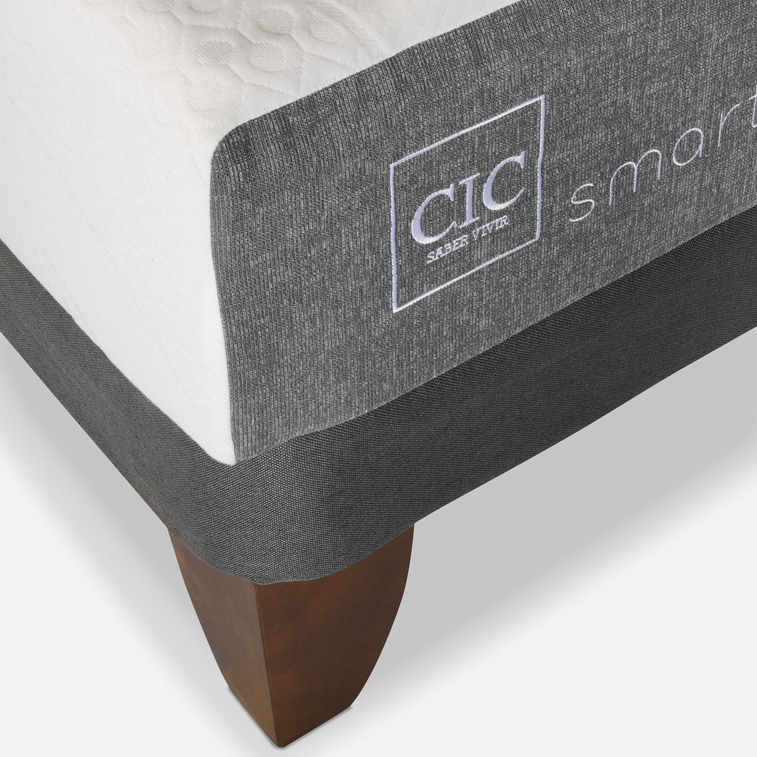 Cama Europea 2 Plazas Smart Base Normal + Respaldo Dubl&iacute;n Mostaza