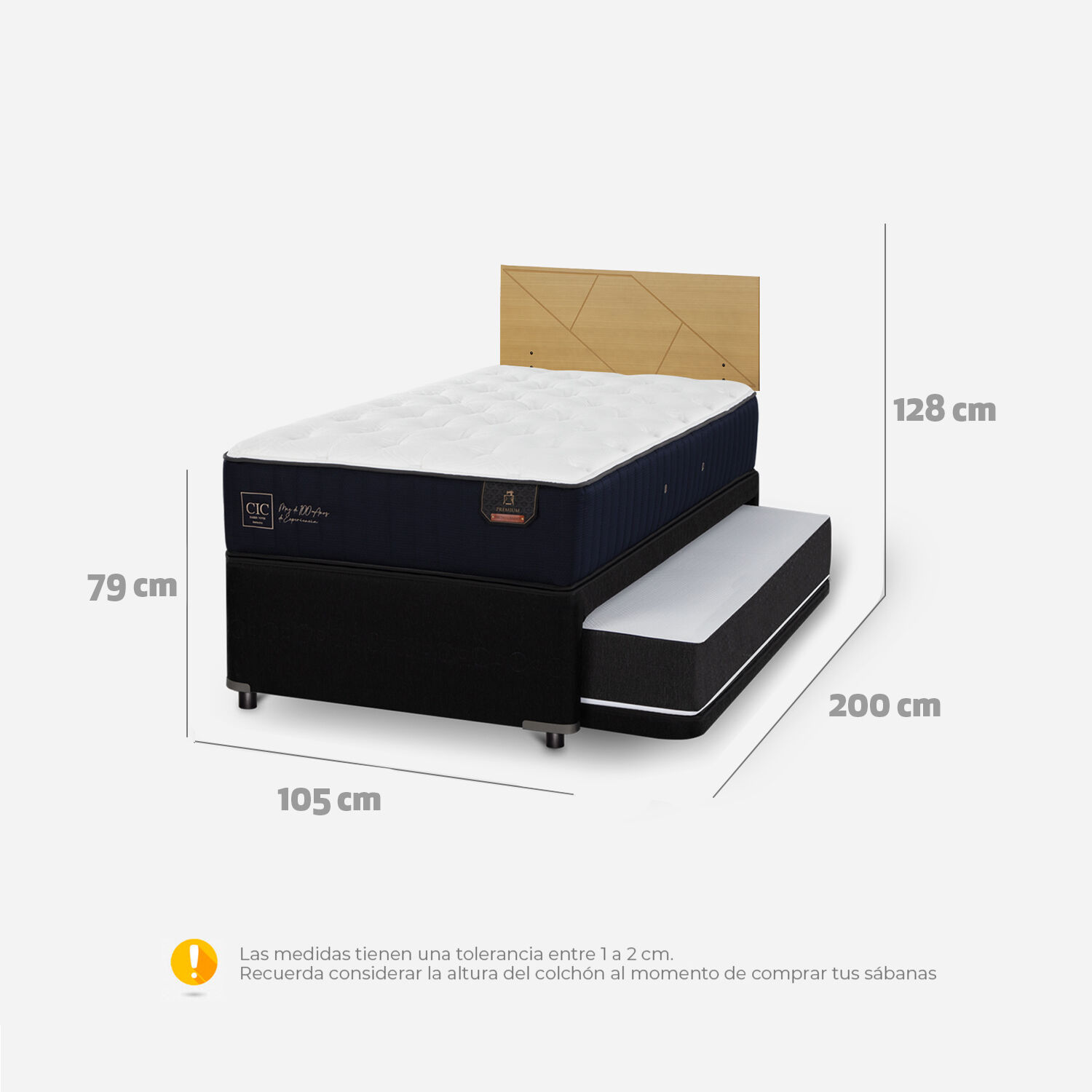 Cama Nido Div&aacute;n Premium + Respaldo Villarrica Mostaza