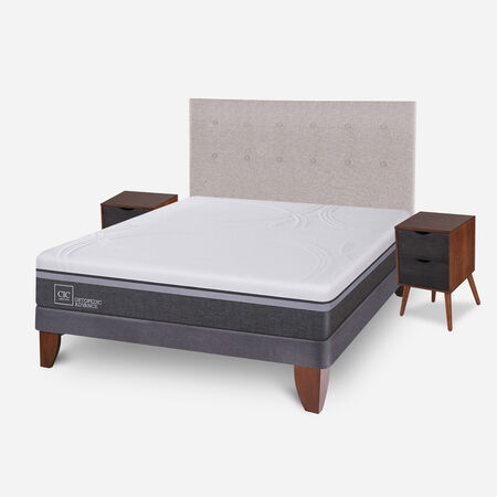 Cama Europea 2 Plazas Ortopedic Advance Base Normal + Set Tigris