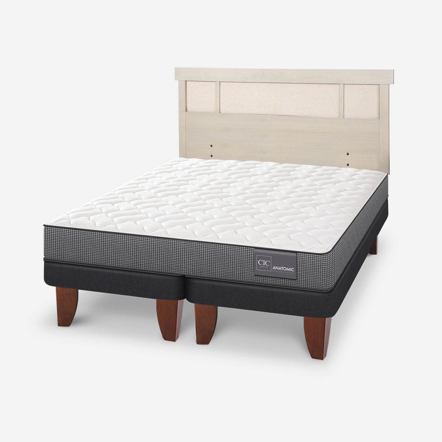 Cama Europea King Anatomic + Respaldo Dubl&iacute;n Alpino