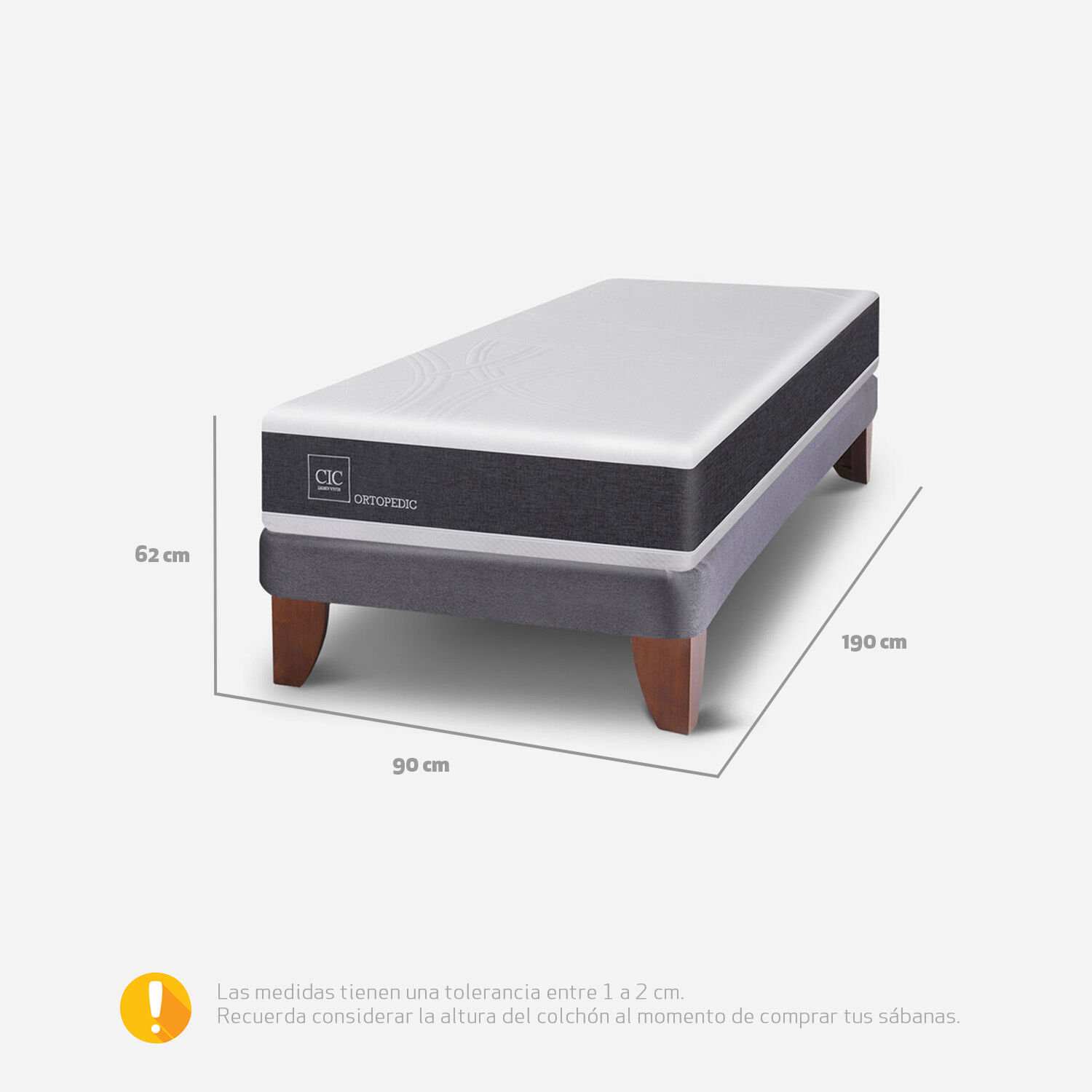 Pack Colchonetas CIC Kids Frost Gray + Cama Europea 1 Plaza Ortopedic