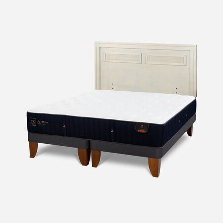 Cama Europea 2 Plazas Premium Base Dividida + Respaldo Mil&aacute;n Alpino
