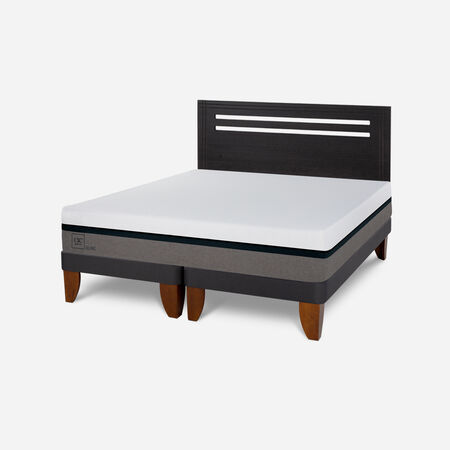 Cama Europea 2 Plazas Balance Base Dividida + Respaldo M&uacute;nich Negro