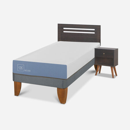 Cama Europea 1 Plaza Excellence + Set M&uacute;nich Gris