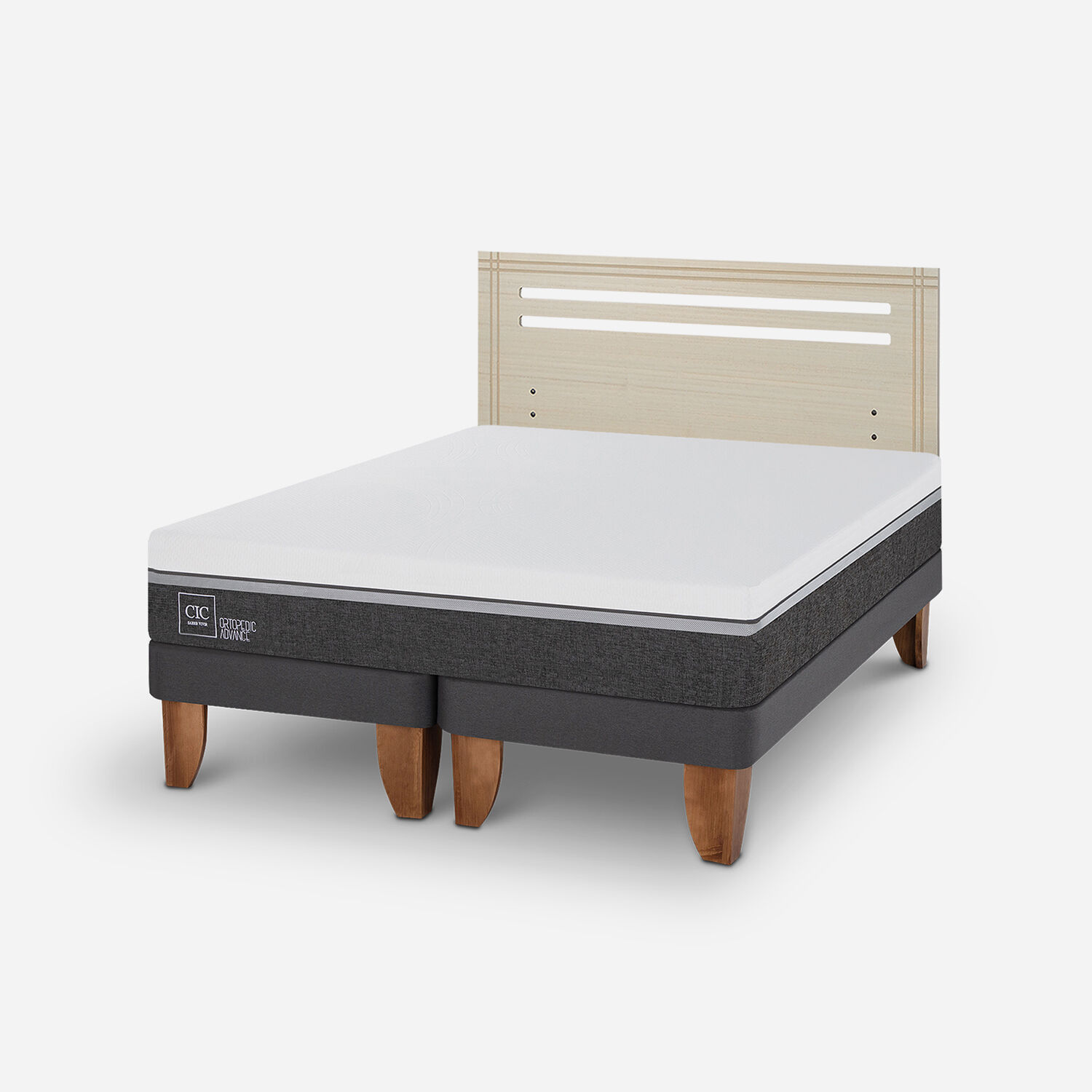 Cama Europea 2 Plazas Ortopedic Advance Base Dividida + Respaldo M&uacute;nich Alpino