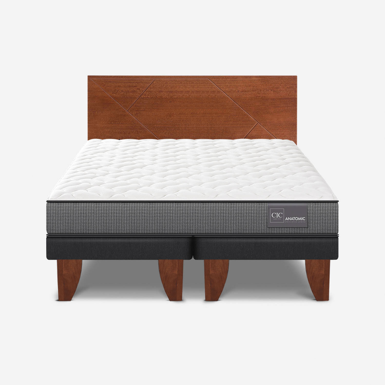 Cama Europea 2 Plazas Anatomic Base Dividida + Respaldo Villarrica Caramel