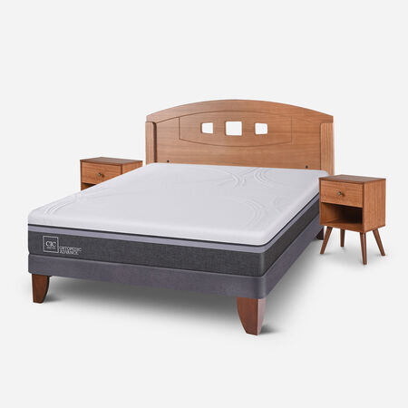 Cama Europea 2 Plazas Ortopedic Advance Base Normal + Set Gales Caramel