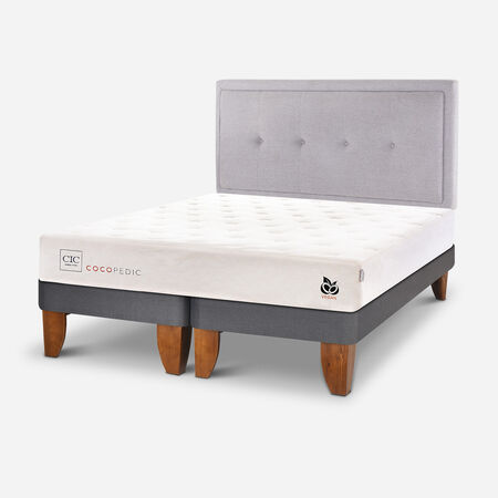 Cama Europea 2 Plazas Cocopedic Base Dividida + Respaldo Ganges