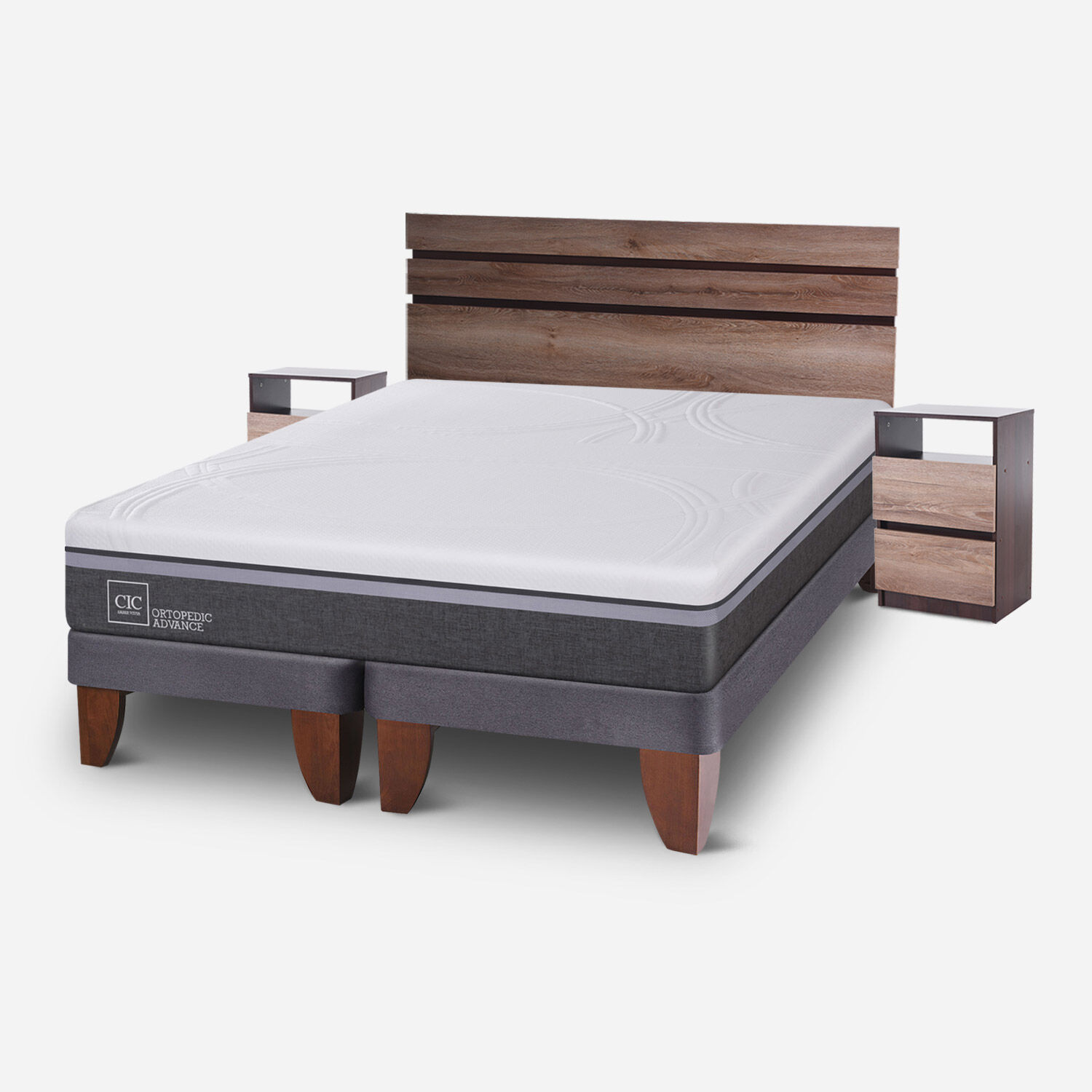Cama Europea 2 Plazas Ortopedic Advance Base Dividida + Set Ares