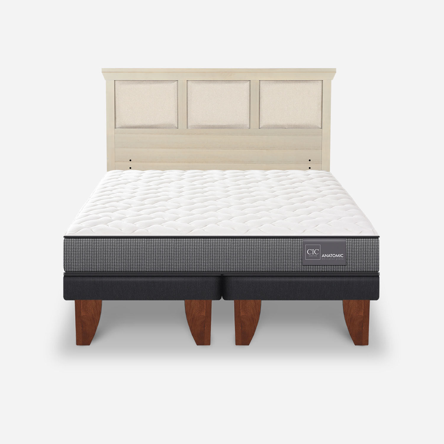 Cama Europea 2 Plazas Anatomic Base Dividida + Respaldo Torino Alpino