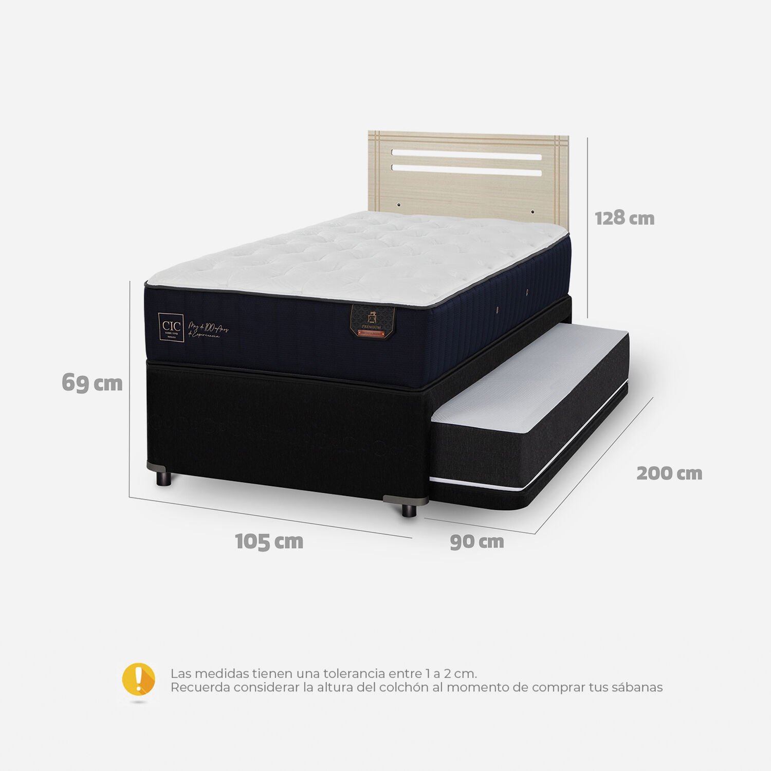 Cama Nido Div&aacute;n Premium + Respaldo M&uacute;nich Alpino