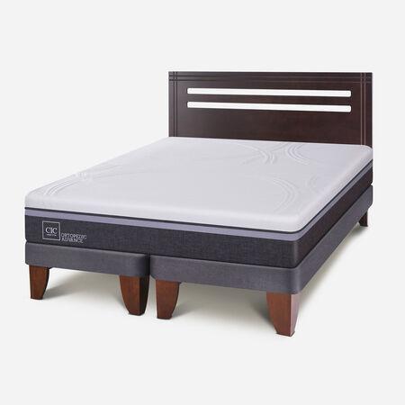 Cama Europea 2 Plazas Ortopedic Advance Base Dividida + Respaldo M&uacute;nich Chocolate