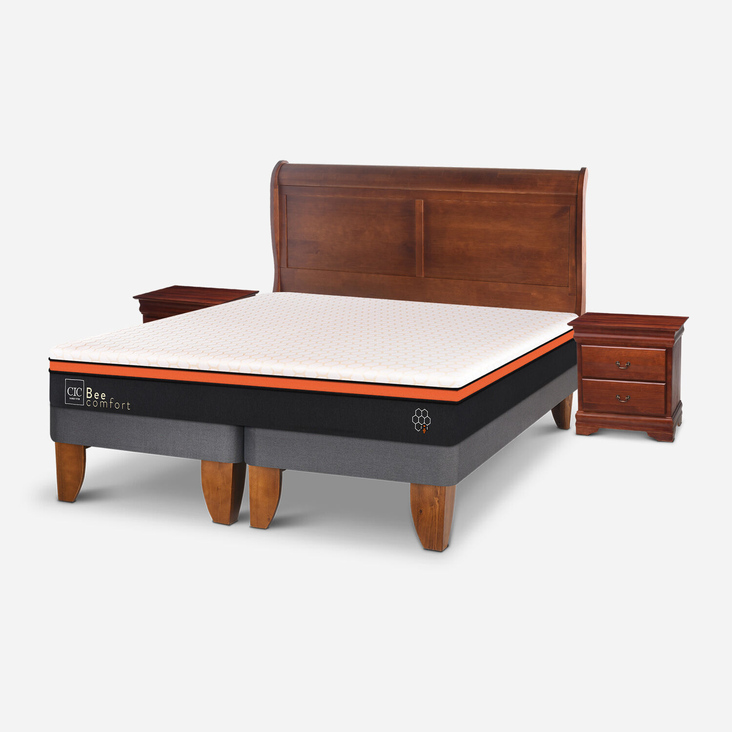 Cama Europea King Bee Comfort + Set Miro