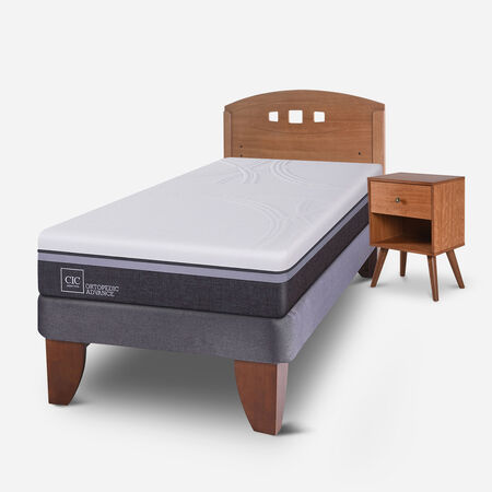 Cama Europea 1,5 Plazas Ortopedic Advance + Set Gales Caramel