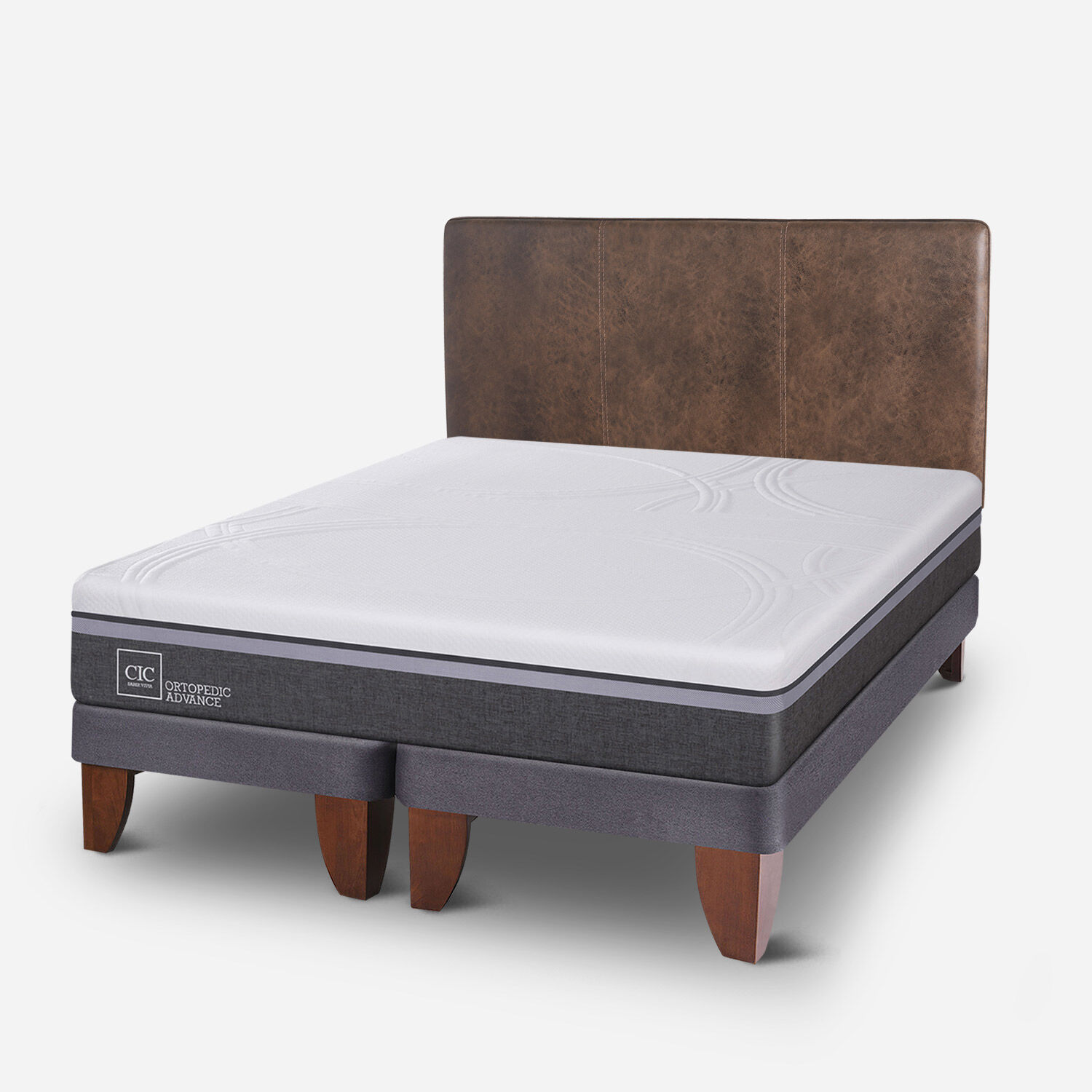 Cama Europea King Ortopedic Advance + Respaldo Baker