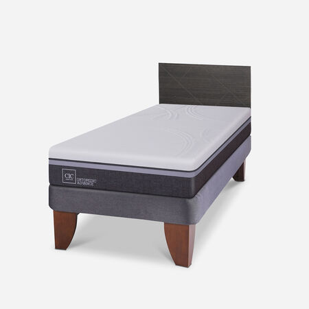 Cama Europea 1,5 Plazas Ortopedic Advance + Respaldo Villarrica Gris