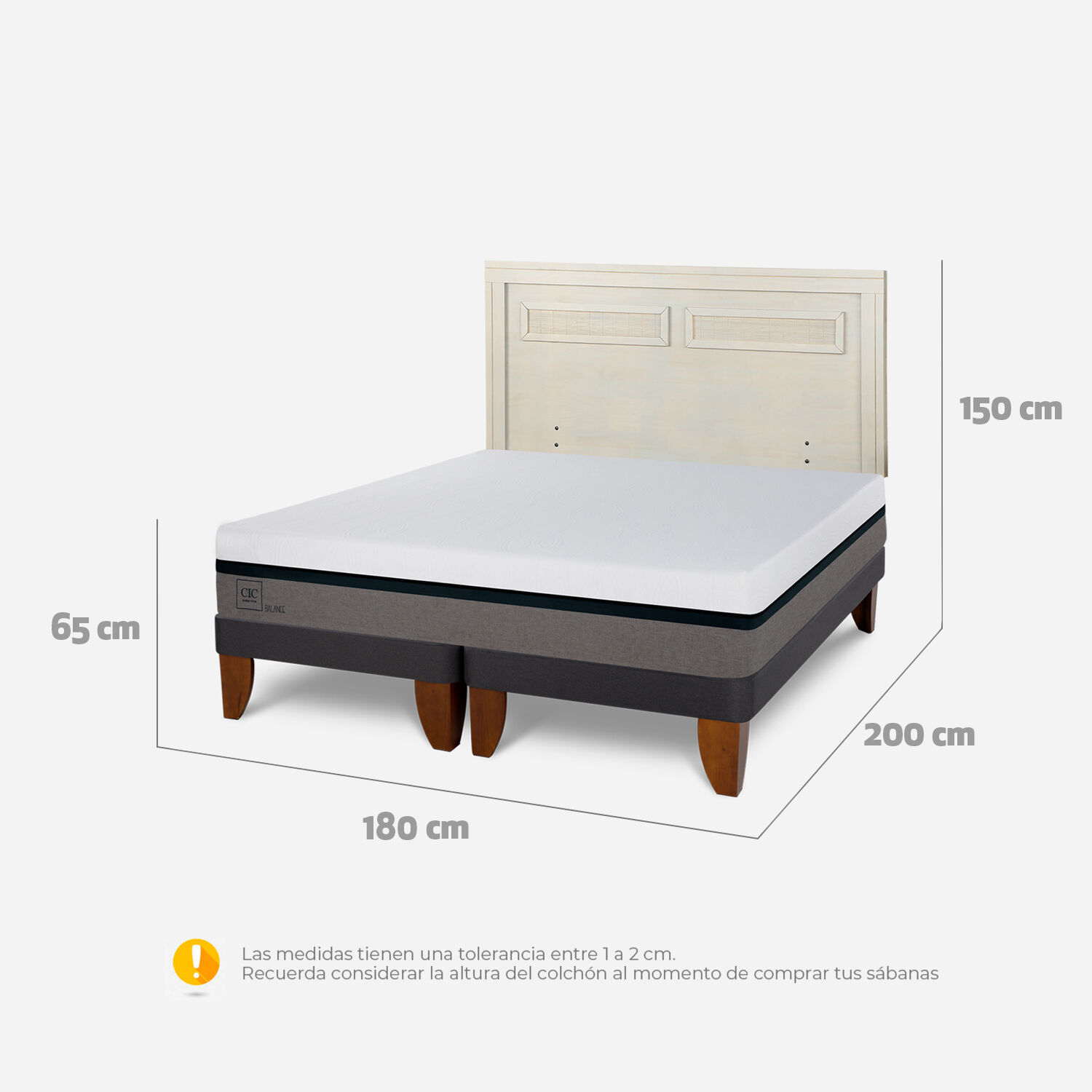Cama Europea King Balance + Respaldo Mil&aacute;n Alpino