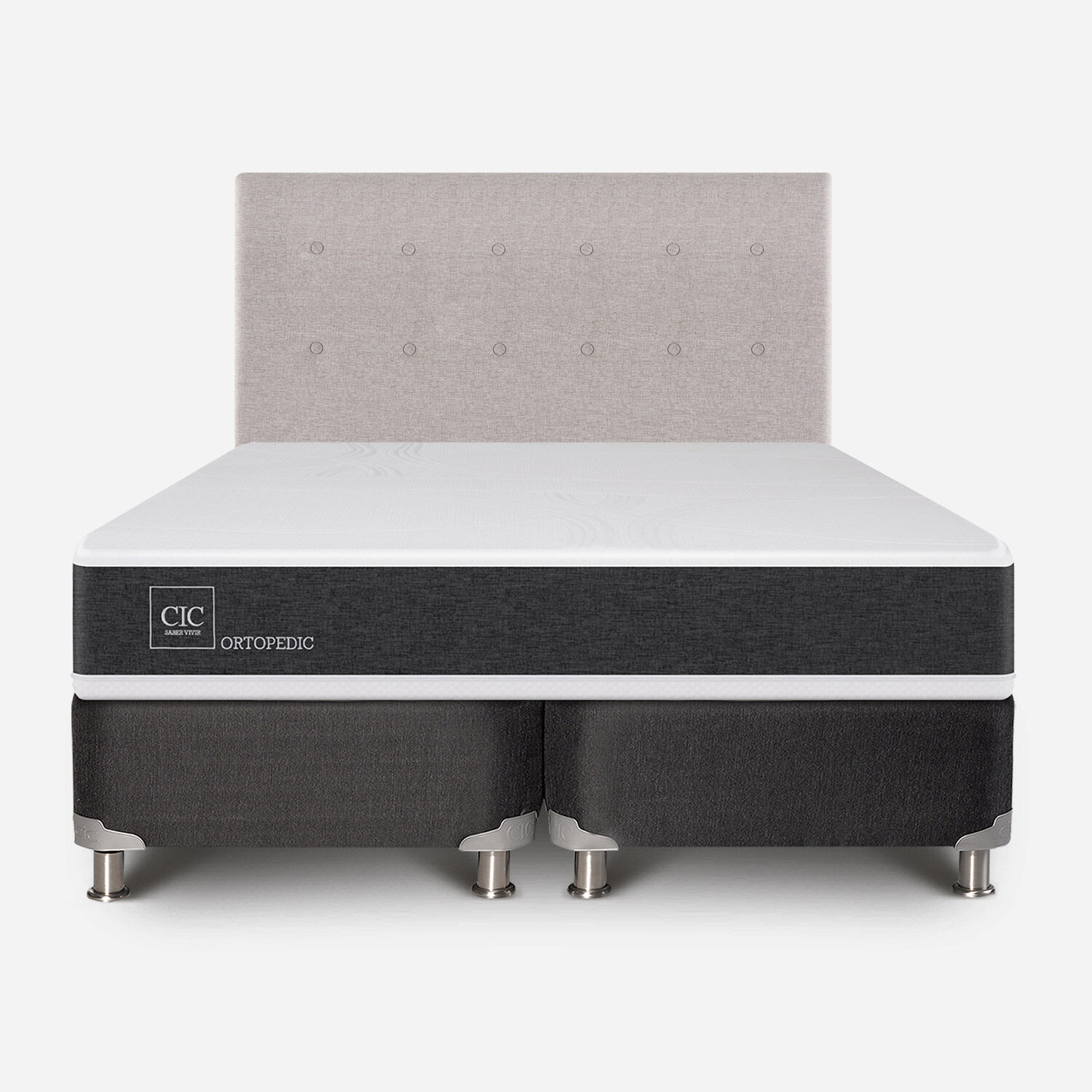 Box Spring 2 Plazas Ortopedic Base Dividida 5 Zonas + Respaldo Tigris