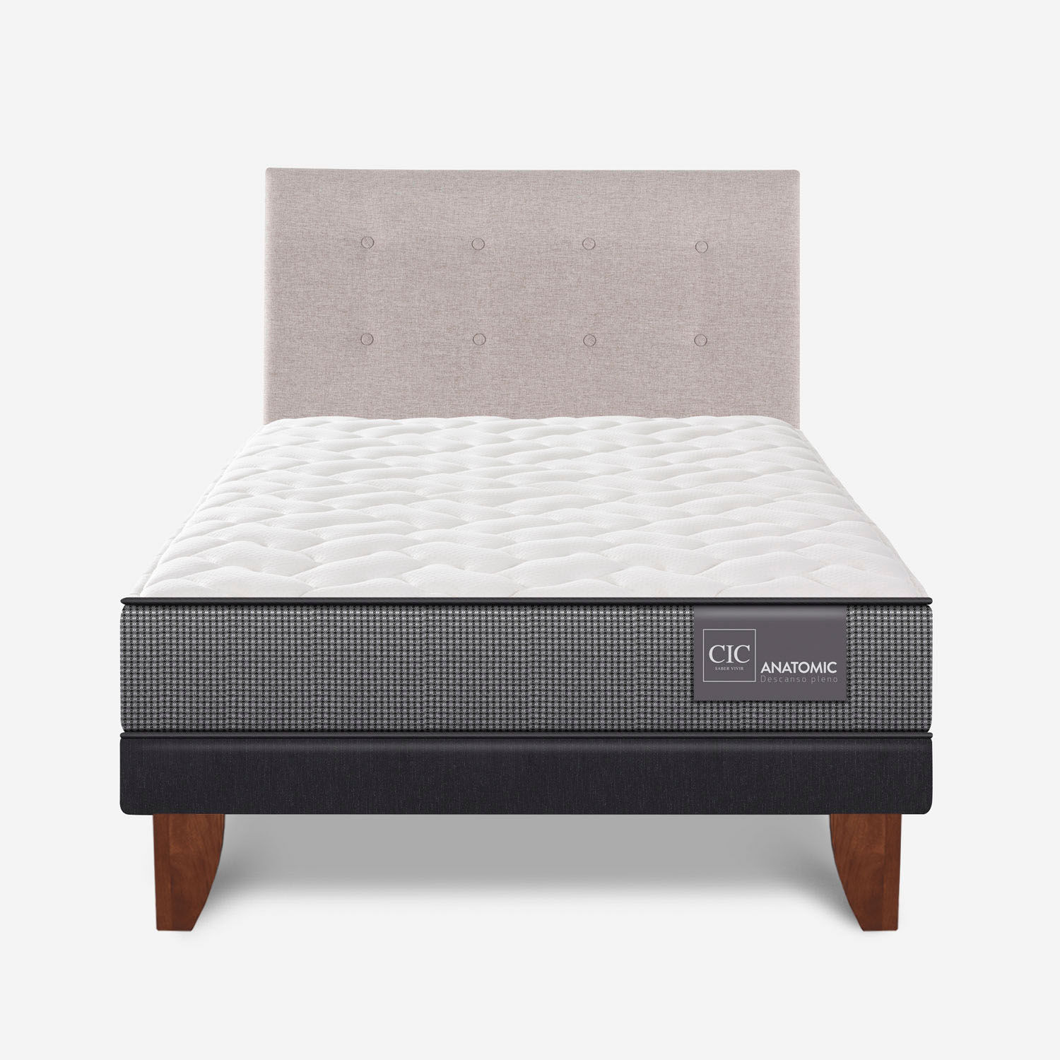 Cama Europea 1,5 Plazas Anatomic + Respaldo Tigris
