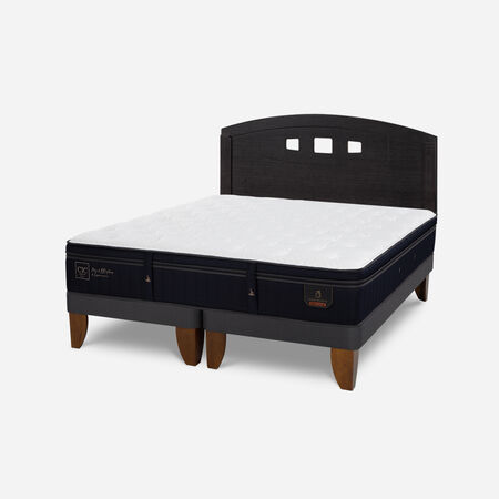 Cama Europea 2 Plazas Super Premium Base Dividida + Respaldo Gales Negro