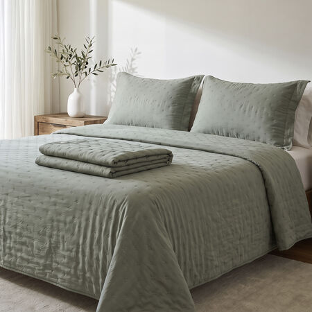Quilt Super King Microfibra Verde Humo