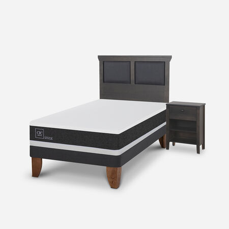 Cama Europea 1,5 Plazas Ortopedic + Set Torino Gris