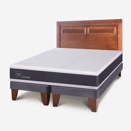 Cama Europea King Ortopedic + Respaldo Mil&aacute;n Caramel
