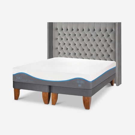Cama Europea 2 Plazas Alaska Base Dividida + Respaldo Sesia