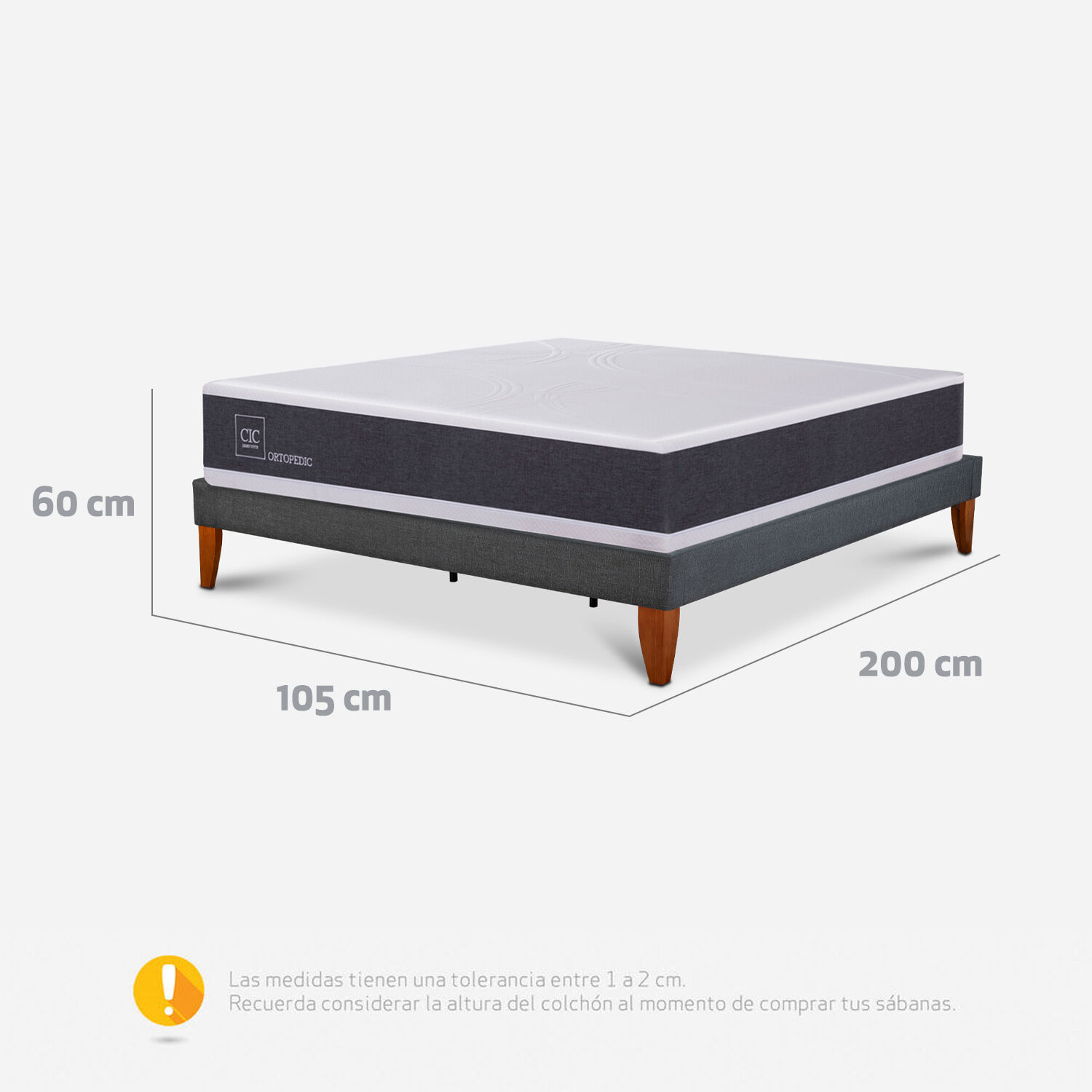 Cama Europea Box 1,5 Plazas Ortopedic 