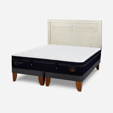 Cama Europea 2 Plazas Super Premium Base Dividida + Respaldo Mil&aacute;n Alpino