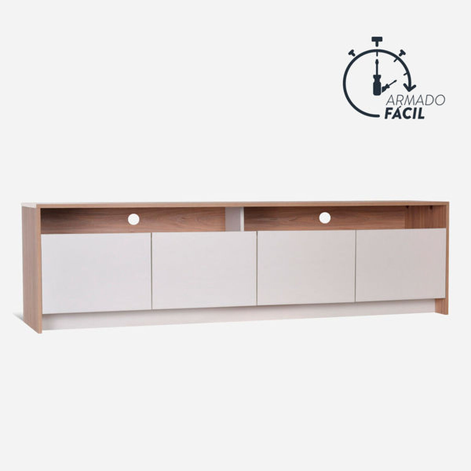 Rack Tv 70" 2 Puertas 2 Cajones Olmo Blanco Colb&uacute;n