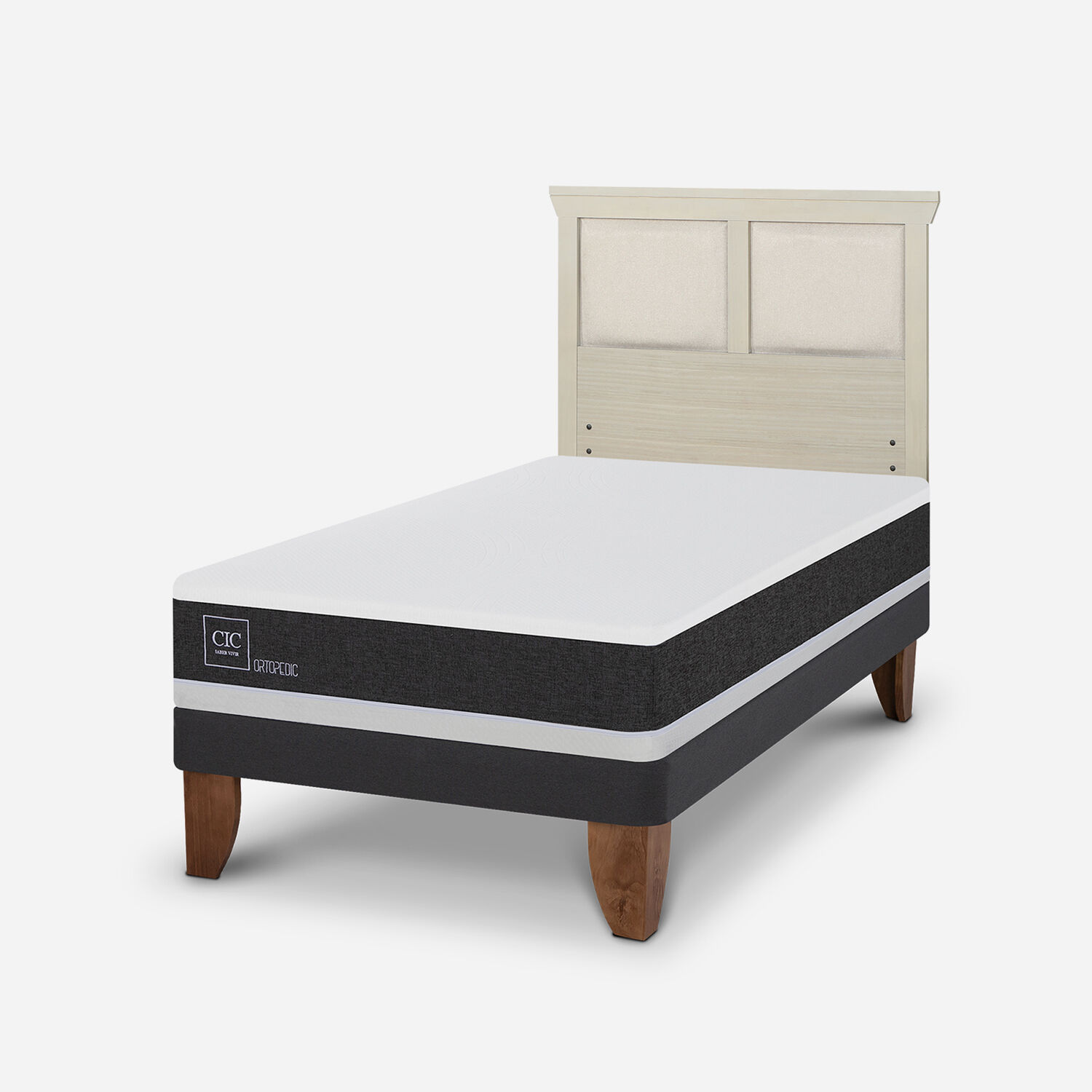 Cama Europea 1,5 Plazas Ortopedic + Respaldo Torino Alpino
