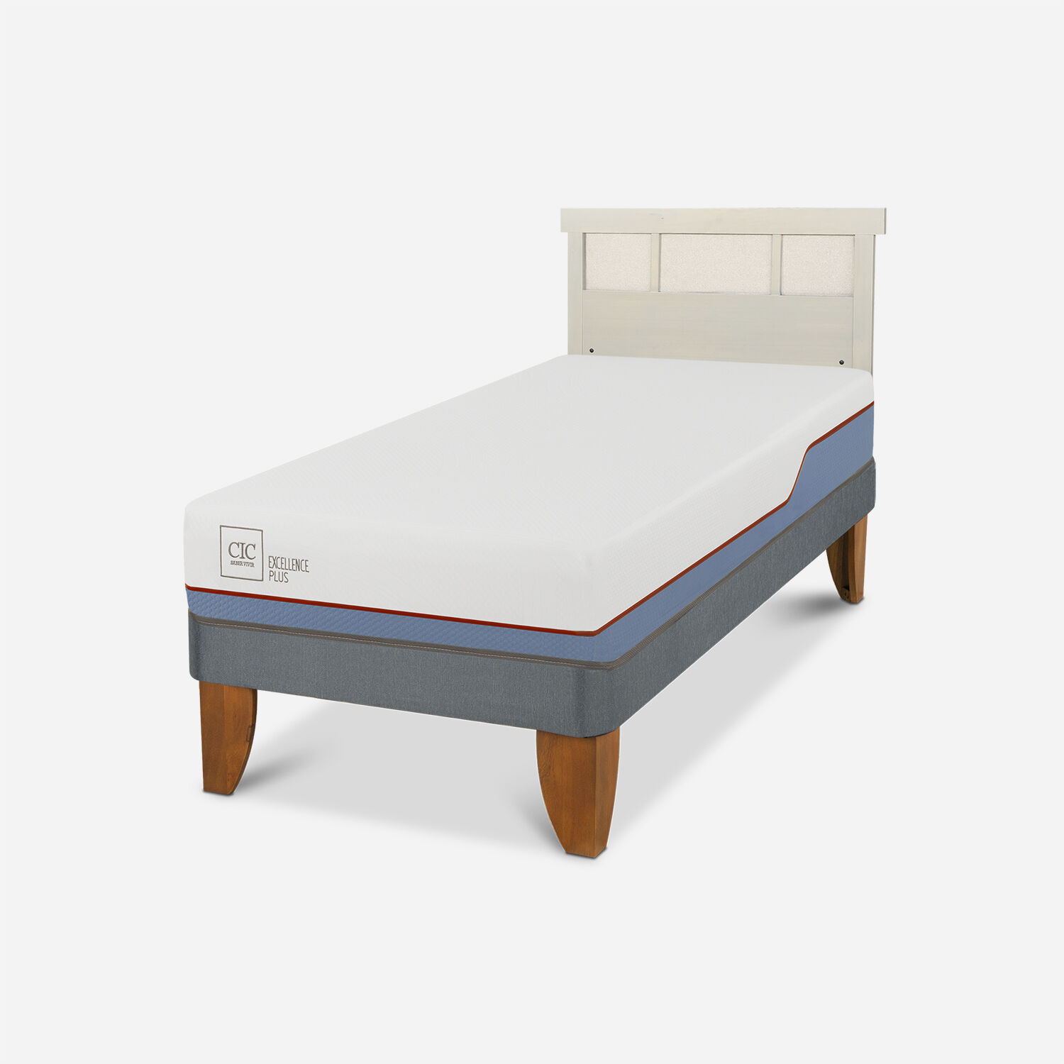 Cama Europea 1,5 Plazas Excellence Plus + Respaldo Dubl&iacute;n Alpino