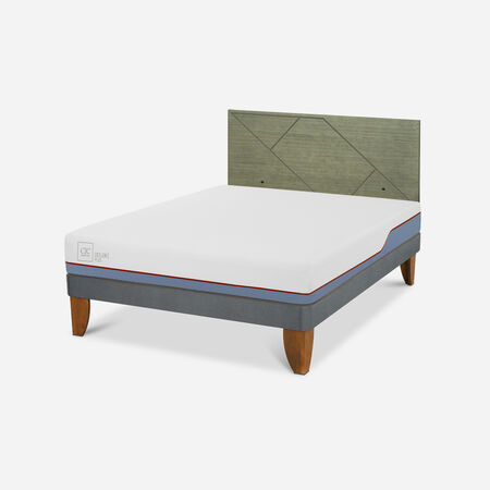 Cama Europea 2 Plazas Excellence Plus Base Normal + Respaldo Villarrica Olivo