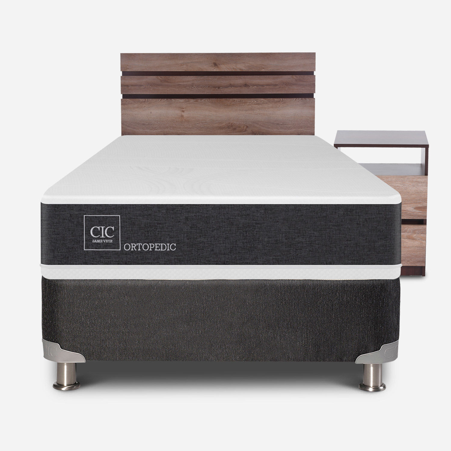 Box Spring 1,5 Plazas Ortopedic 5 Zonas + Set Ares
