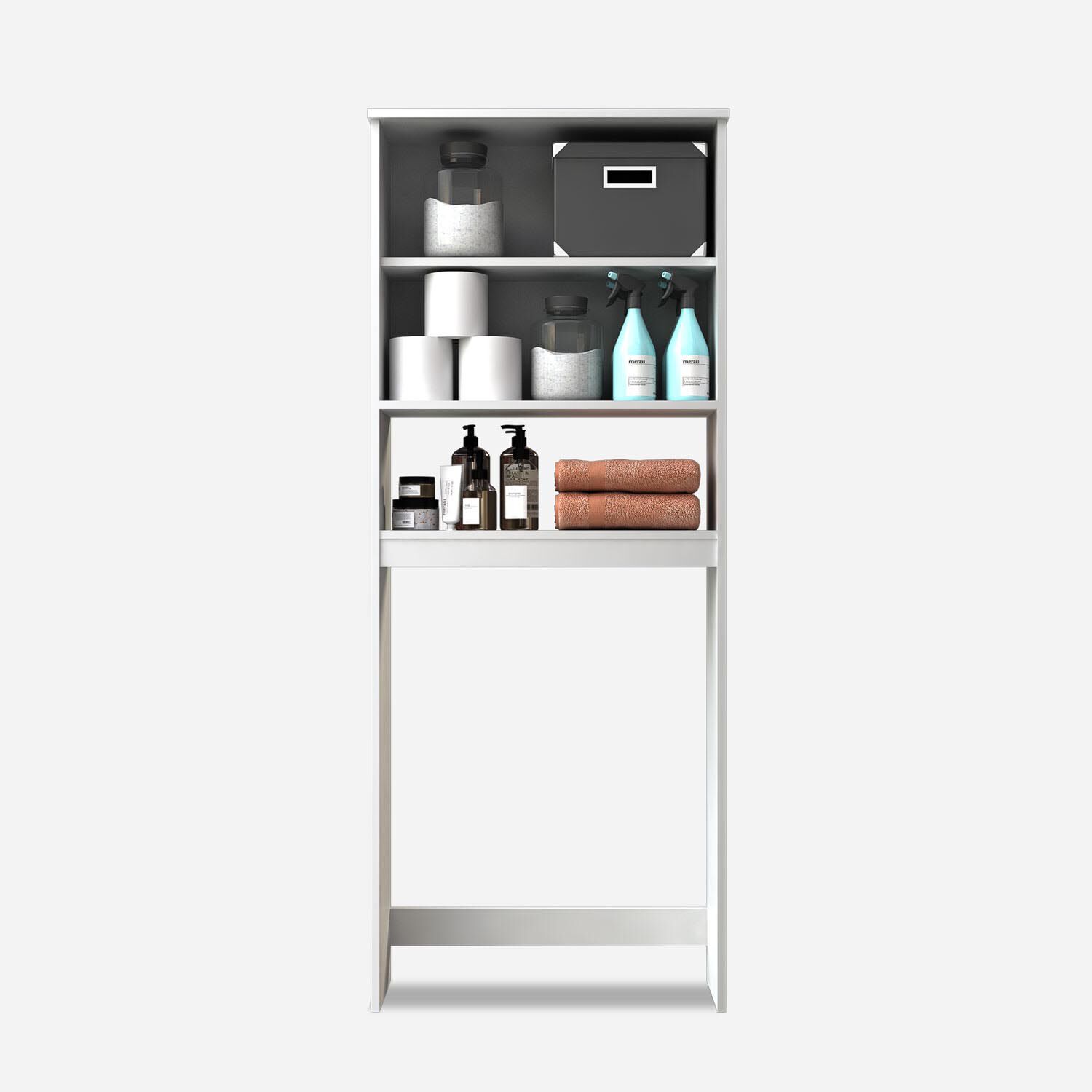 Set de Ba&ntilde;o Estante 2 Puertas 1 Repisa + Vanitorio + Estante Organizador Blanco