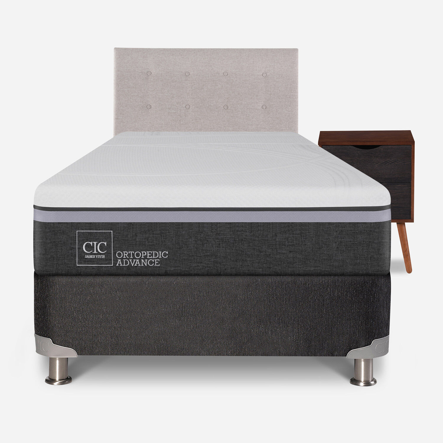 Box Spring 1,5 Plazas Ortopedic Advance 5 Zonas + Set Tigris