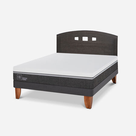 Cama Europea 2 Plazas Ortopedic Advance Base Normal + RespaldoGales Gris
