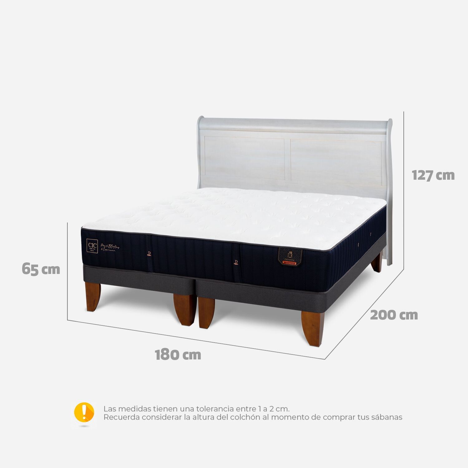 Cama Europea King Premium + Respaldo Mir&oacute; Alpino