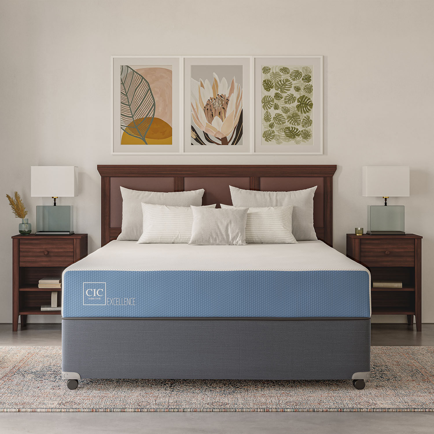 Cama Americana Full Excellence + Set Olmo