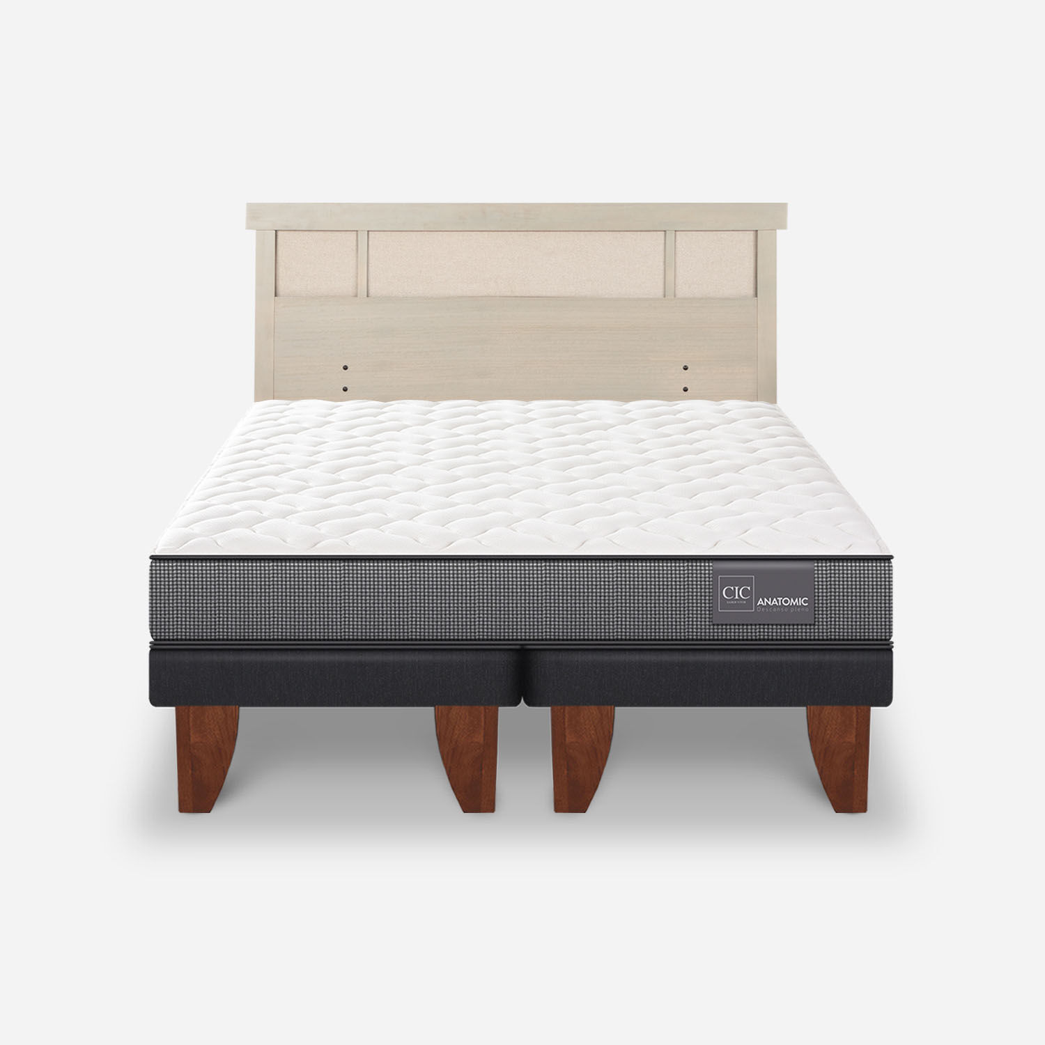 Cama Europea King Anatomic + Respaldo Dubl&iacute;n Alpino