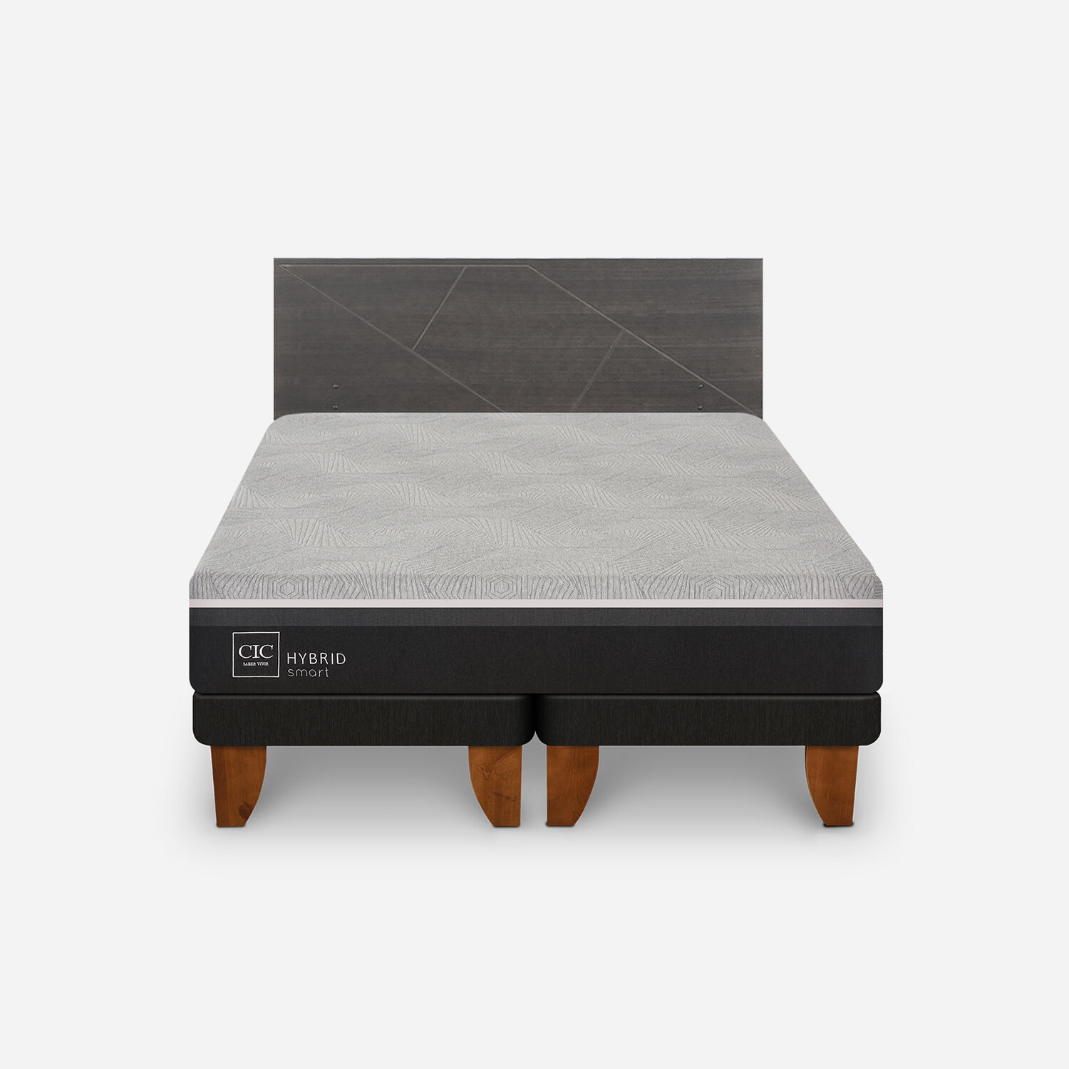 Cama Europea King Hybrid + Set Villarrica Gris