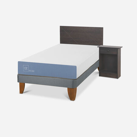 Cama Europea 1,5 Plazas Excellence + Set Villarrica Gris