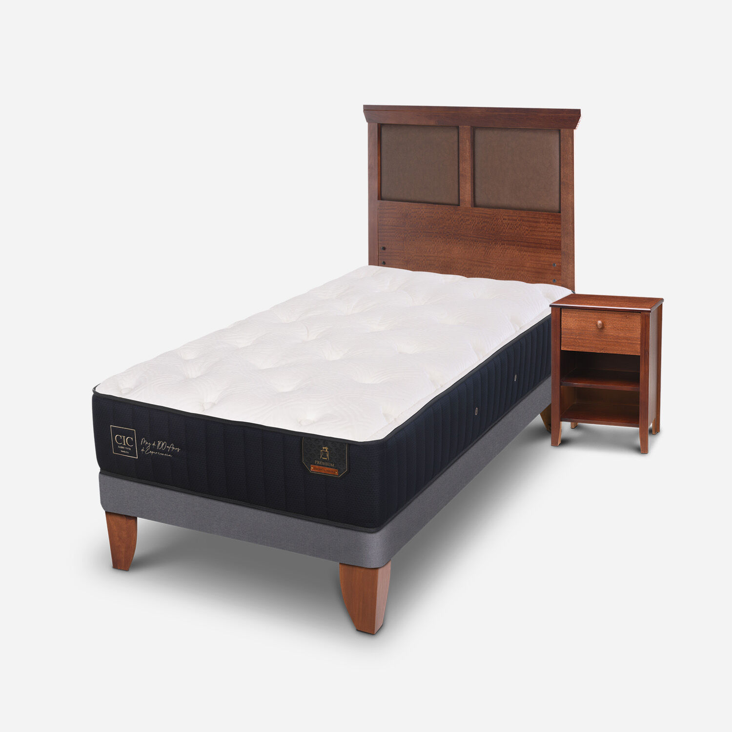 Cama Europea 1,5 Plazas Premium + Set Torino Caramel