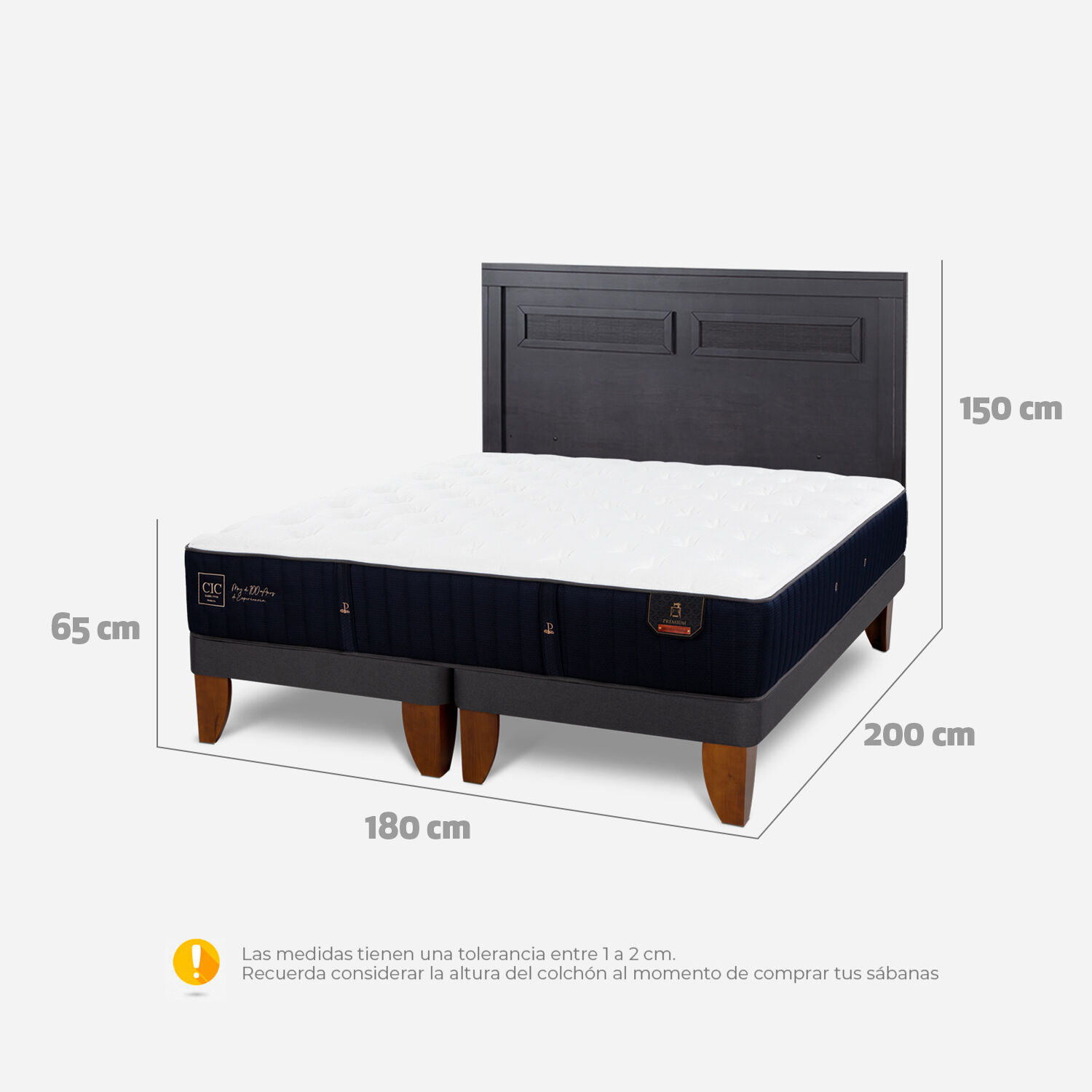 Cama Europea King Premium + Respaldo Mil&aacute;n Negro