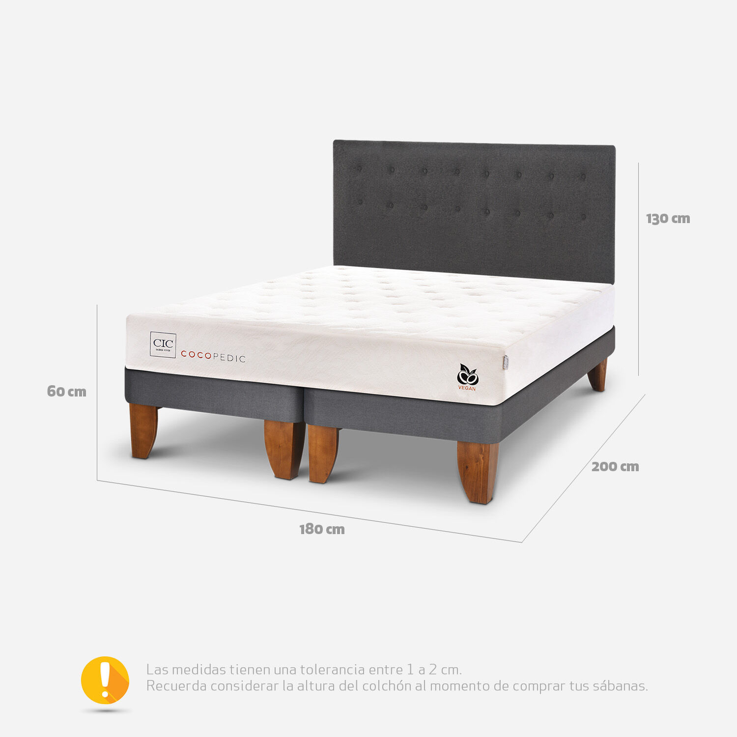 Cama Europea King Cocopedic + Respaldo &Eacute;ufrates